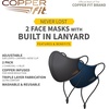 image:imageCopper Fit Unisex Never Lost Face Masks for Adults Reusable Washable Fabric Mask Copper Infused  2 Pack
