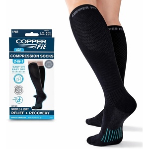 image:imageCopper Fit womens Ice Menthol Infused Compression Socks Black LargeXLarge US